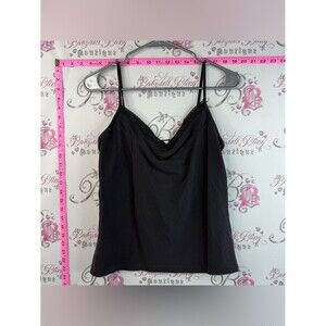 Sandwich tank top shirt top Lace-Trim Spaghetti Strap Camisole - Black